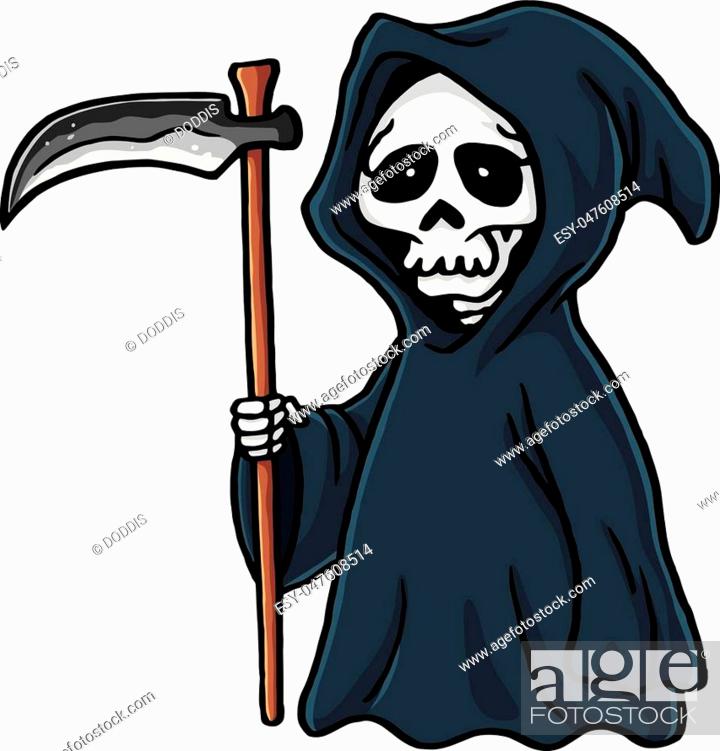 Grim Reaper Cute Cartoon Skeleton Halloween Vector Illustration Clipart,  Stock Vector, Vector And Low Budget Royalty Free Image. Pic. ESY-047608514  | agefotostock