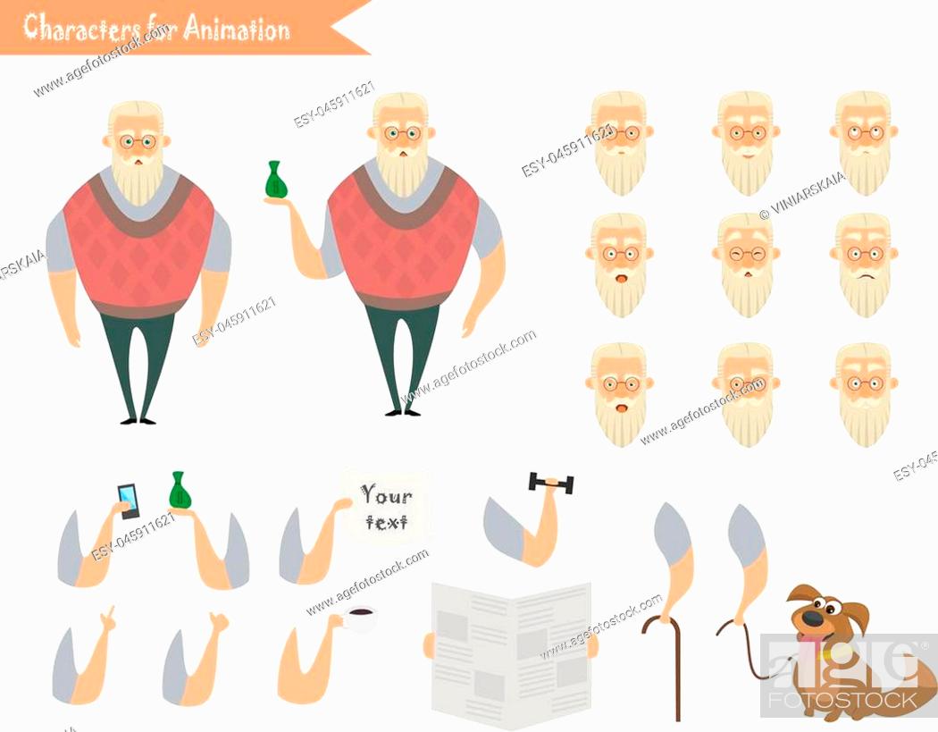 Grandfather character for scenes. Parts of body template for animation,  Stock Vector, Vector And Low Budget Royalty Free Image. Pic. ESY-045911621  | agefotostock