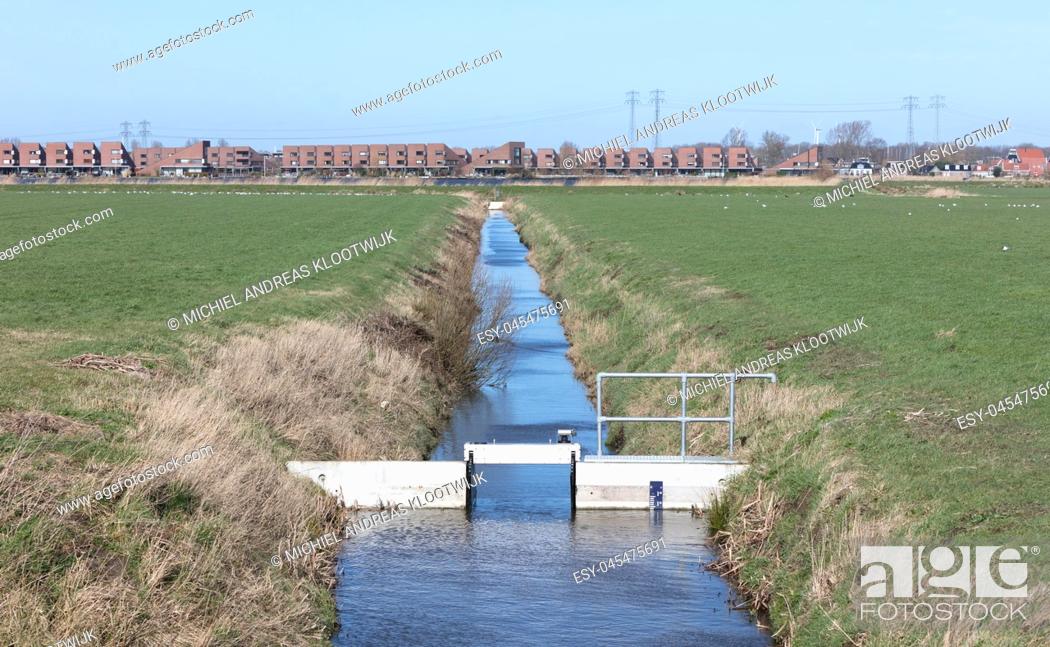 Stock Photo: Water management in the Netherlands, regulating the height.