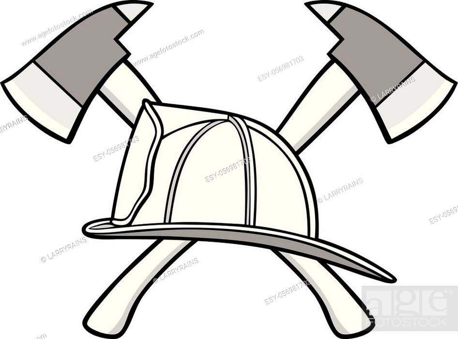 A cartoon illustration of a Firefighter Helmet and Axes, Stock Vector,  Vector And Low Budget Royalty Free Image. Pic. ESY-056981703 | agefotostock