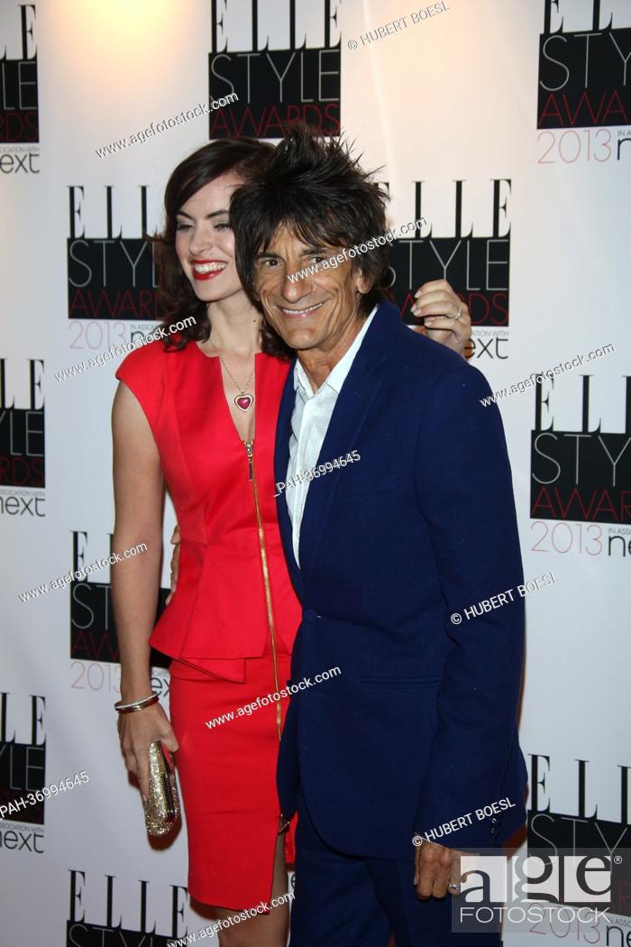 Stock Photo: Ronnie Wood and Sally Humphreys arrive at the Elle Style Awards at The Savoy Hotel in London, England, on 10 February 2013.