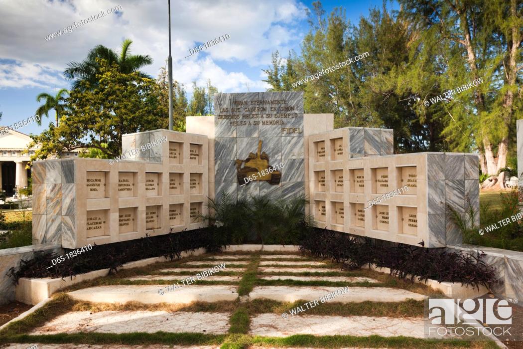 Stock Photo: Cuba, Cienfuegos Province, Cienfuegos, Necropolis Tomas Acea, town cemetery, monument to the fallen at the 1961 Bay of Pigs invasion.