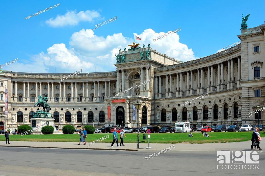 Stock Photo: View from Heldenplatz to the Hofburg in Vienna with the official residence of the Austrian Federal President and seat of the OSCE - Austria.
