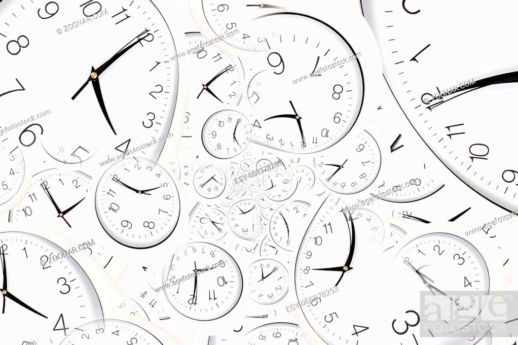 Stock Photo: Droste effect background with infinite clock spiral. Abstract design for concepts related to time and deadline.
