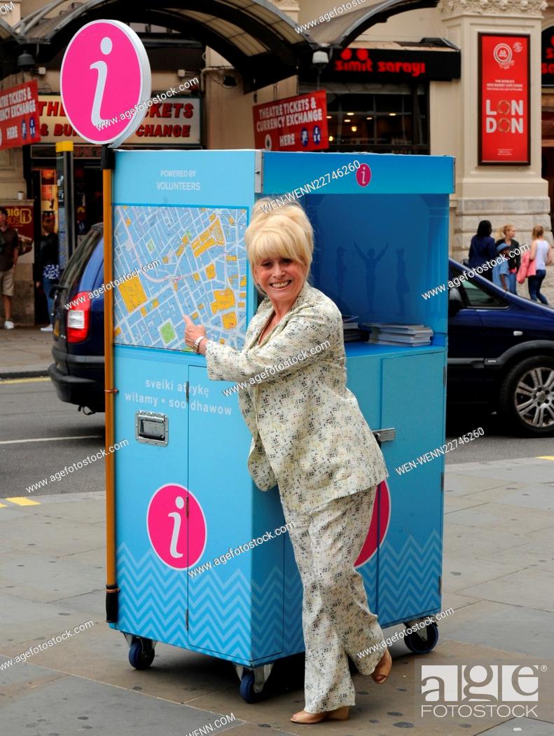 Stock Photo: Barbara Windsor attends a photocall at the Visitor Welcome Pod in Piccadilly Circus London. Eastenders star joins Team London Ambassadors to welcome visitors.