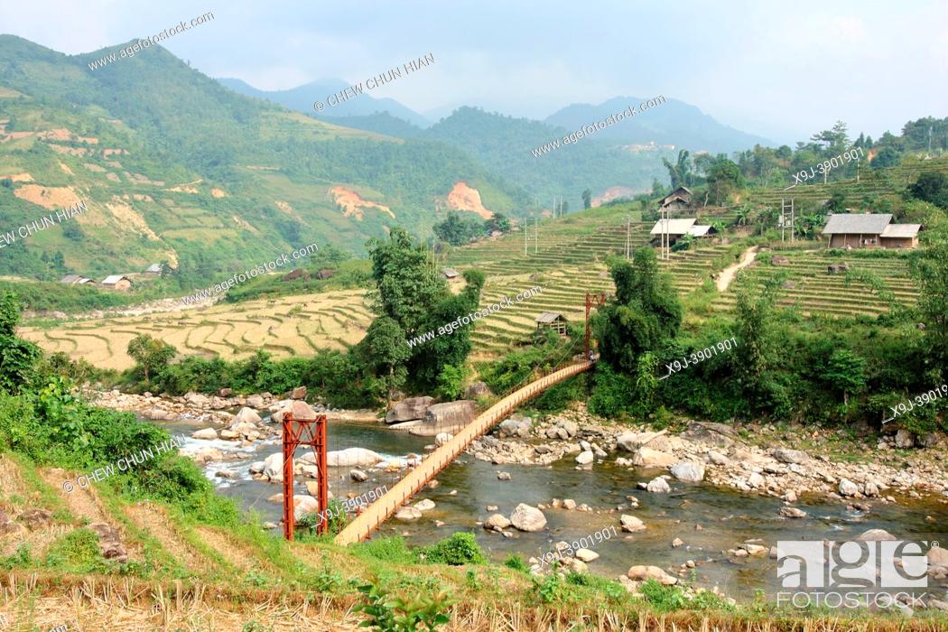 Stock Photo: A River in the Landscape around Sapa in Vietnam.