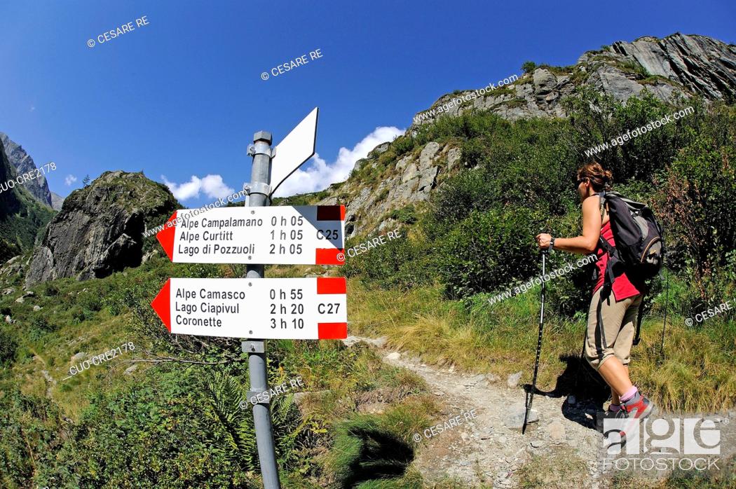 Stock Photo: Going to Andolla refuge, Antrona Valley, Ossola Valley, Verbania province, Piedmont, Italy.