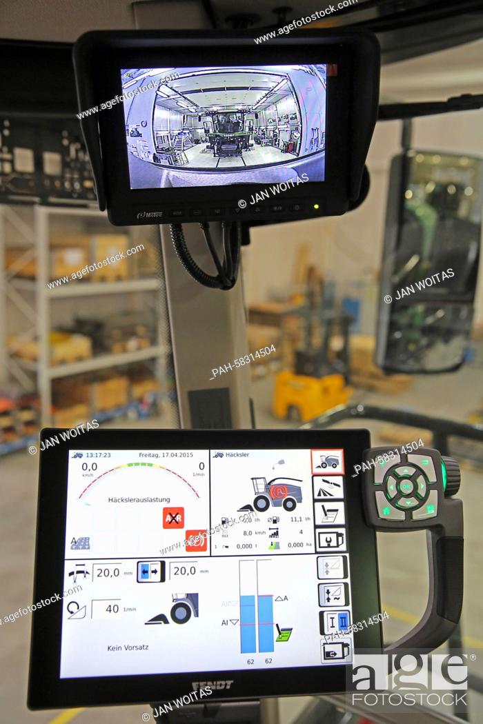 Stock Photo: The control panel of a Fendt Katana corn chopper is seen in Hohenmoelsen, Germany, 17 April 2015. The AGCO Hohenmoelsen GmbH produces choppers and components.