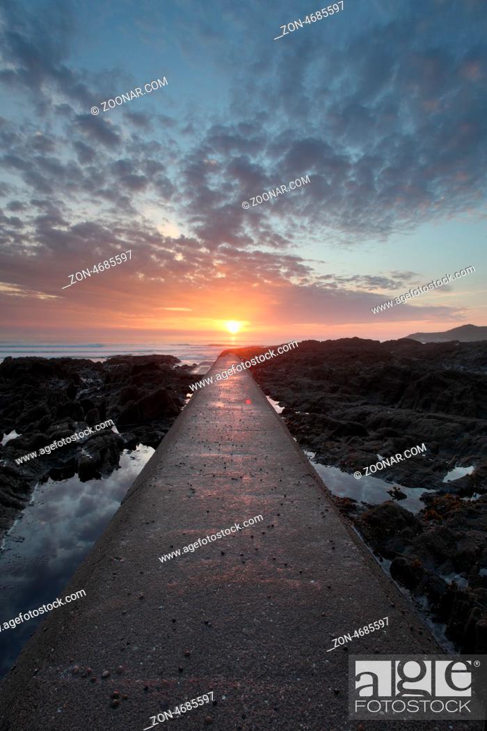 Stock Photo: Sunset Woolacombe Beach in North Devon South West England United kingdom.