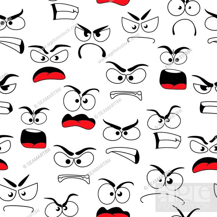 Cartoon grumble and angry faces seamless pattern. Vector background with  negative emoji, Stock Vector, Vector And Low Budget Royalty Free Image.  Pic. ESY-061519884 | agefotostock
