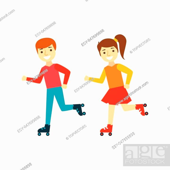 Brother And Sister Kids Roller Skating, Happy Family Having Good Time  Together Illustration, Stock Vector, Vector And Low Budget Royalty Free  Image. Pic. ESY-047699898 | agefotostock