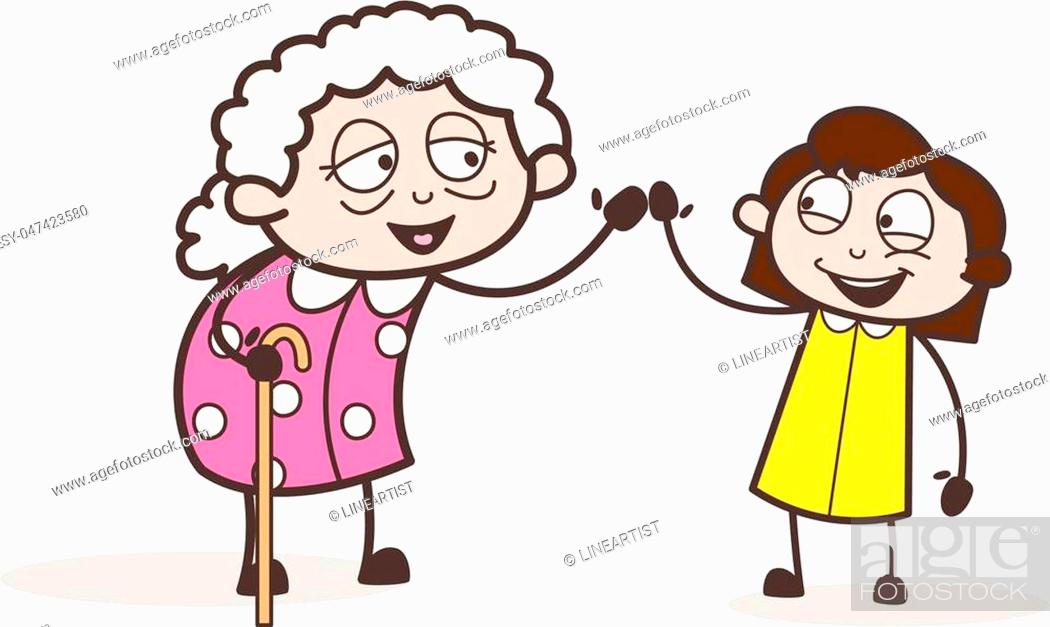 Cartoon Granny and Granddaughter Having Fun Together Vector Illustration,  Stock Vector, Vector And Low Budget Royalty Free Image. Pic. ESY-047423580  | agefotostock