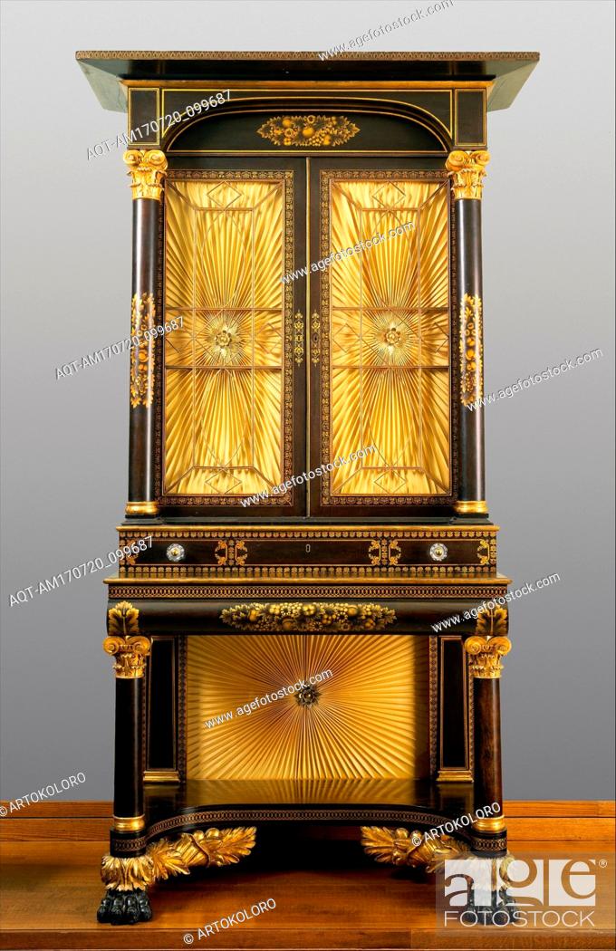 Photo de stock: Secretary-bookcase, 1825â€“35, Made in New York, New York, United States, American, Ebonized mahogany, mahogany, mahogany veneer, gilding, bronzing.