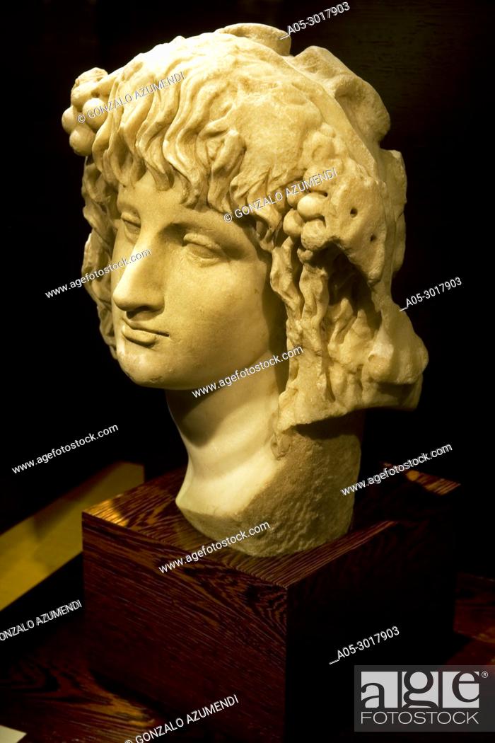 Stock Photo: Bust of Bacchus. 1st and 2nd century after Christ. Vivanco Museum of Wine Culture. Briones. La Rioja. Spain.