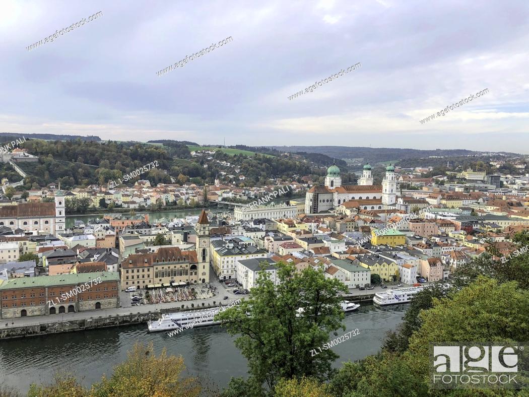 Stock Photo: View from Veste Oberhaus is a fortress that was founded in 1219 and, for most of its time, served as the stronghold of the Bishop of Passau, Germany.