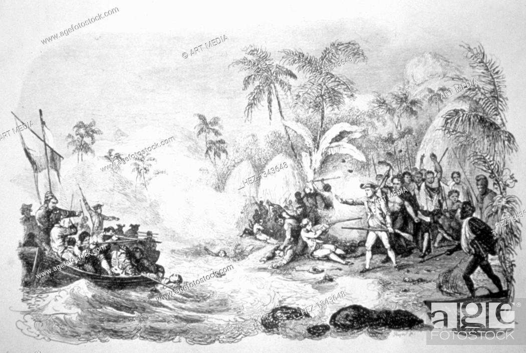 Death of Captain Cook, 1779 (c1819). Captain James Cook, (1728-1779), English explorer, Foto de Stock, Imagen Derechos Protegidos Pic. HEZ-1343648 | agefotostock
