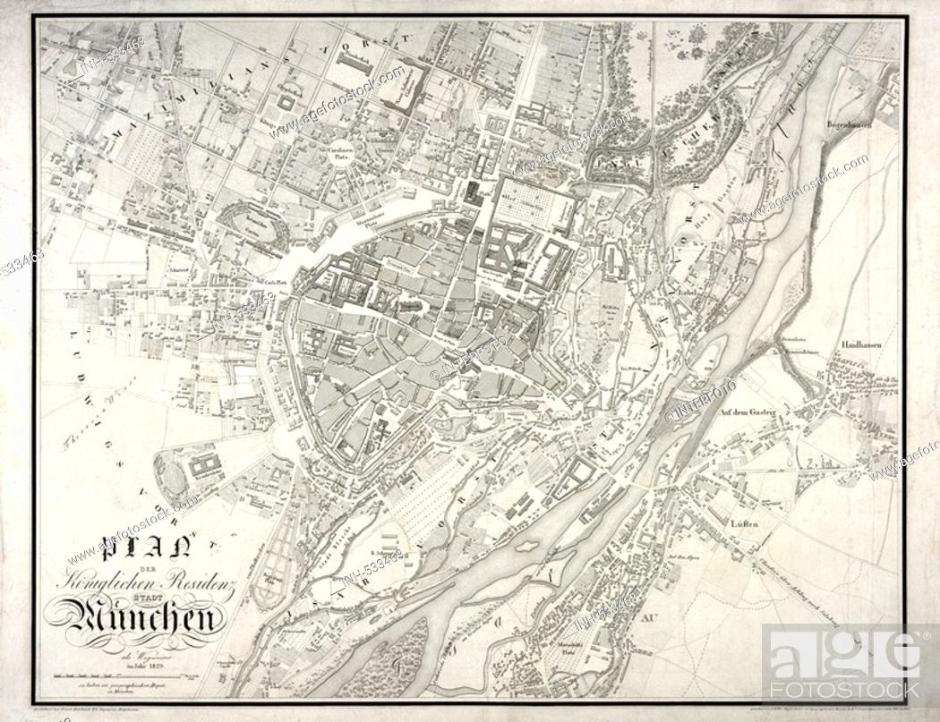 Old Historical Map of Munich Antique Map of Munich 1832 Munich Munich City Map MP378