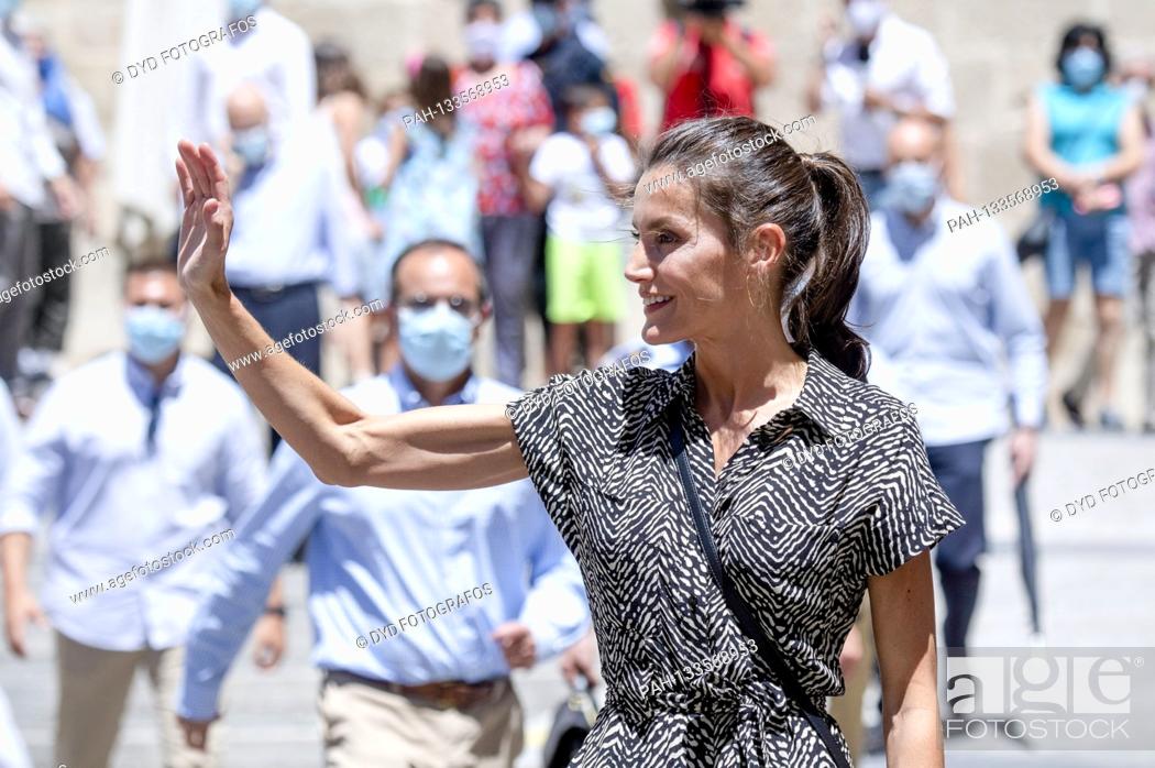 Stock Photo: Queen Letizia of Spain in the Castile-La Mancha region during her visits to all the autonomous communities during the Corona crisis.