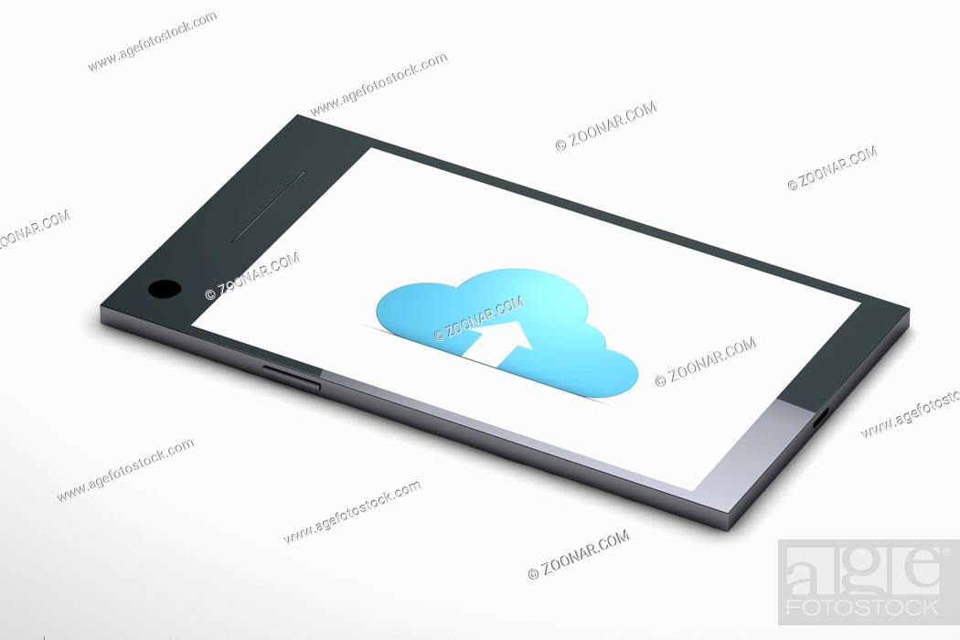 Imagen: 3d illustration of abstract mobile phone with data cloud.