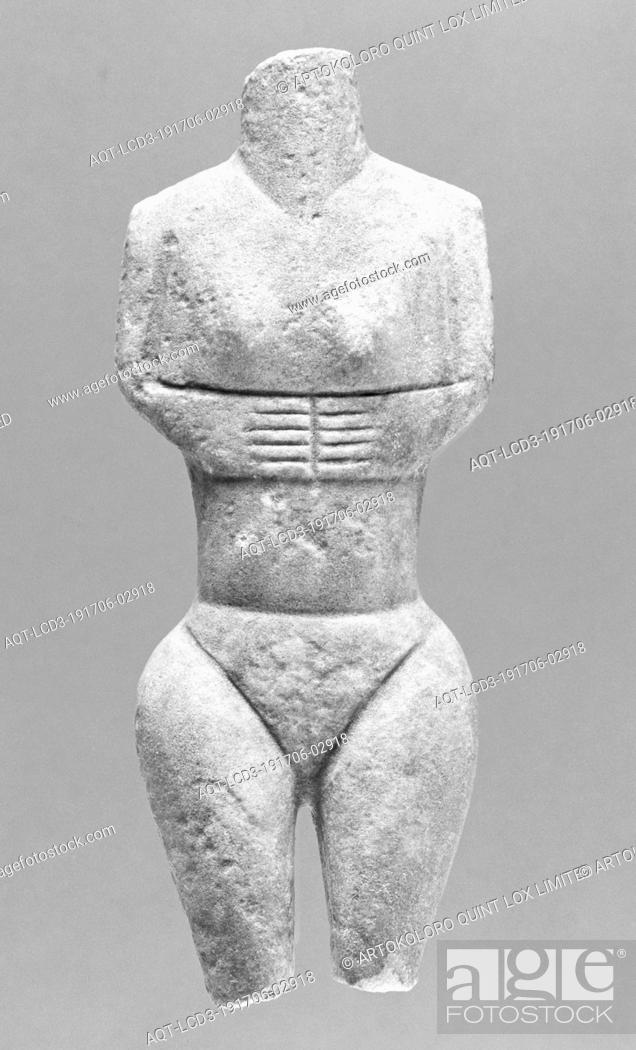 Imagen: Fragment of a Cycladic Figure (Plastiras Type), Unknown, Cyclades, Greece, 3rd millenium B.C., Naxian marble, 19.8 × 8.1 cm (7 13/16 × 3 3/16 in.).