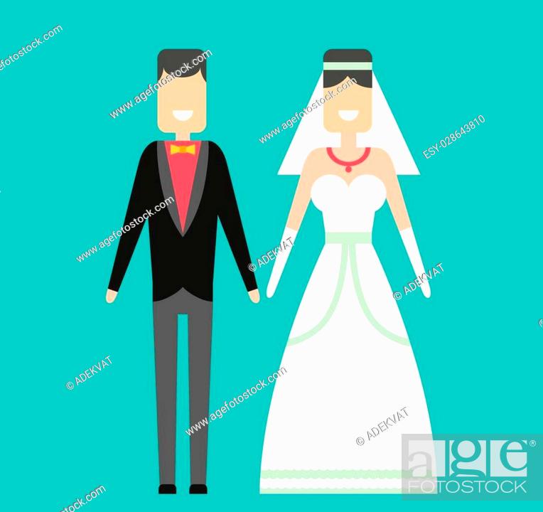 Wedding couple cartoon style vector illustration. Wedding couple cute  cartoon flat style isolated on..., Stock Vector, Vector And Low Budget  Royalty Free Image. Pic. ESY-028643810 | agefotostock
