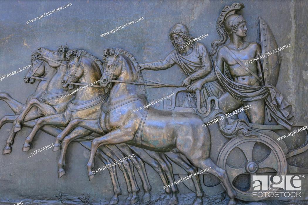 Stock Photo: Bas relief on entrance to Achilleion palace built in Gastouri on the Island of Corfu for the Empress Elisabeth of Austria, also known as Sisi, Greece.