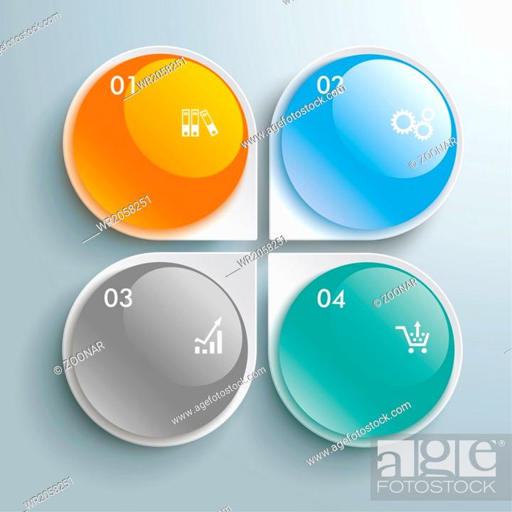 Stock Photo: Infographic Abstract Drops Flower 4 Glossy Buttons PiAd.