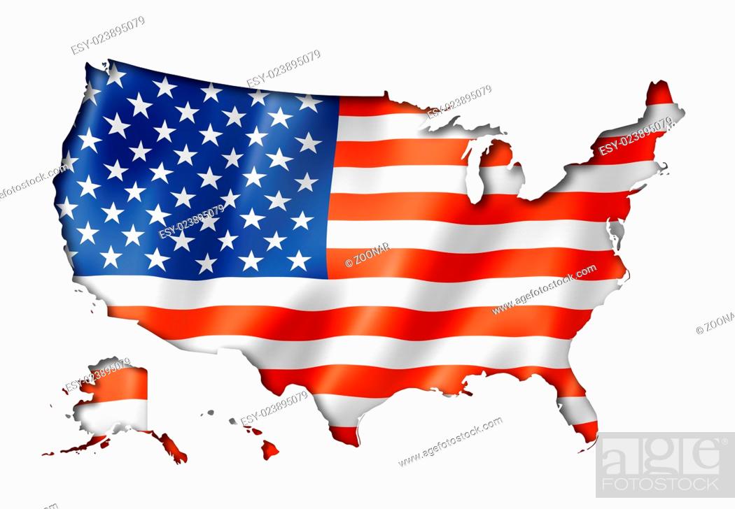 Stock Photo: United States flag map.