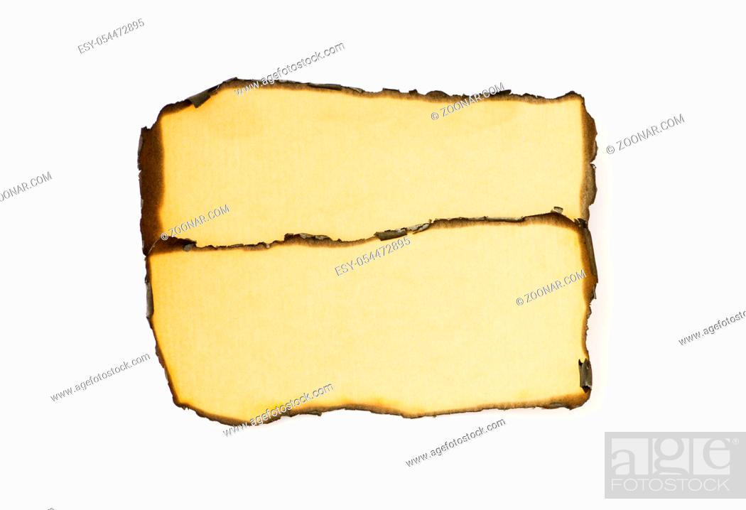 Photo de stock: Burnt paper isolated on the white background.
