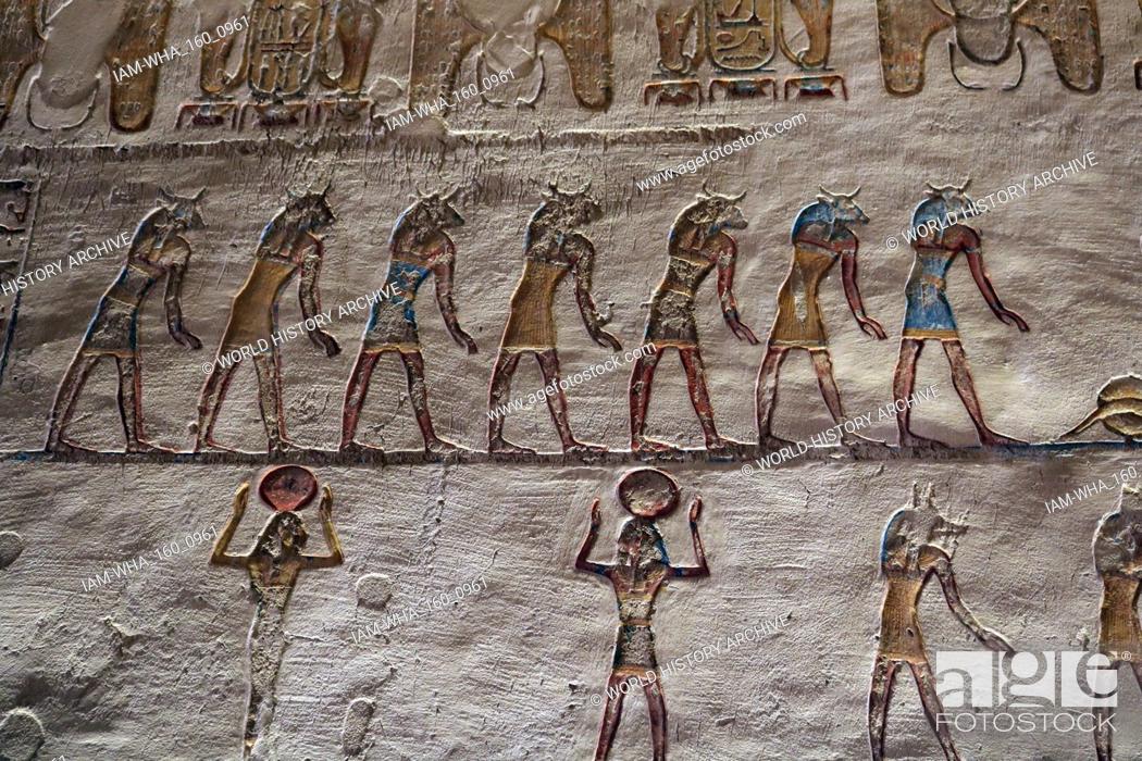 Stock Photo: A photograph taken within Tomb KV1, located in the Valley of the Kings in Egypt, used for the burial of Pharaoh Ramesses VII of the Twentieth Dynasty.