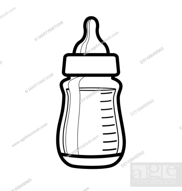 baby bottle simple line drawing full of milk or formula cartoon vector,  Stock Vector, Vector And Low Budget Royalty Free Image. Pic. ESY-058450963  | agefotostock