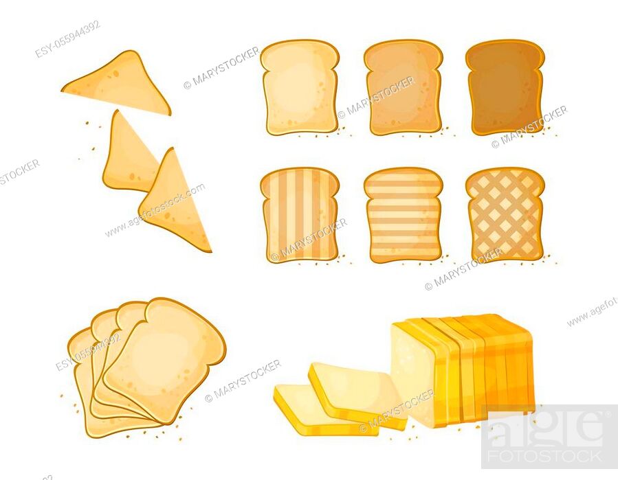 Set of slices toast bread icons. Vector illustration isolated on a white  background, Stock Vector, Vector And Low Budget Royalty Free Image. Pic.  ESY-055944392 | agefotostock