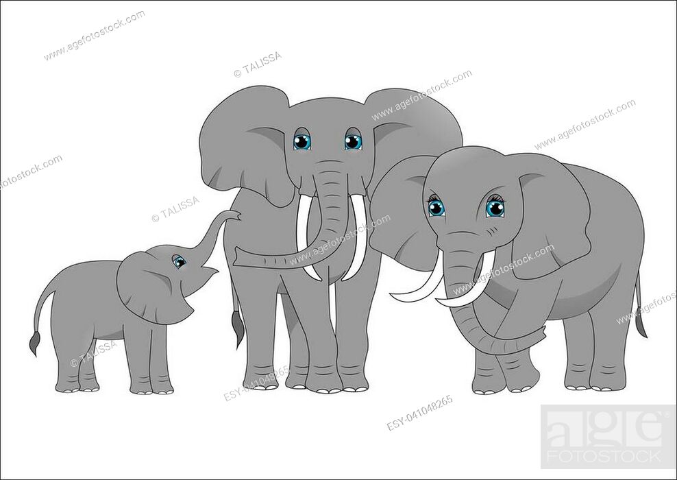 Family of cute cartoon elephants, Stock Vector, Vector And Low Budget  Royalty Free Image. Pic. ESY-041048265 | agefotostock