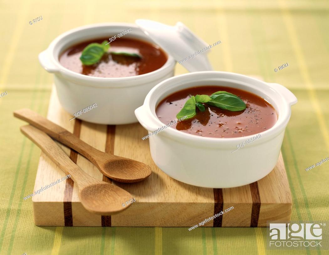 Stock Photo: Cold tomato soup.