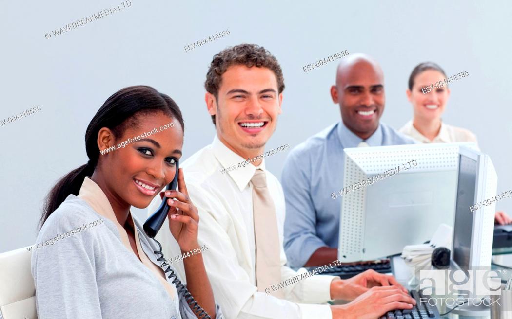 Stock Photo: Ambitious business team at work.