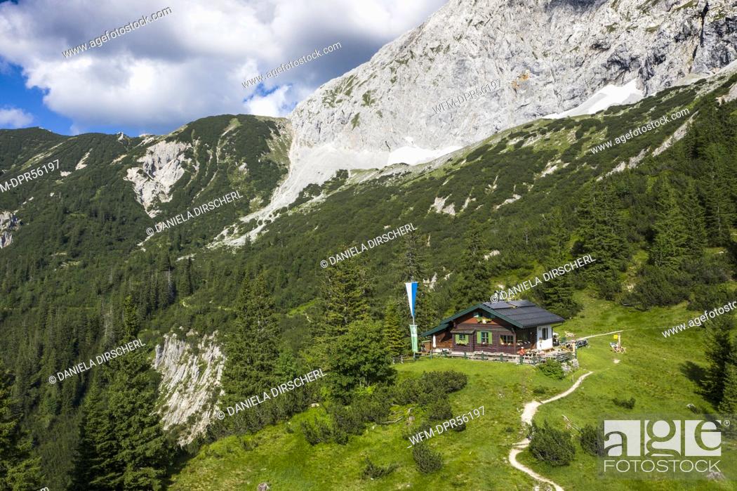 Stock Photo: Hochland Hut in the Karwendel, Bavaria, Germany.