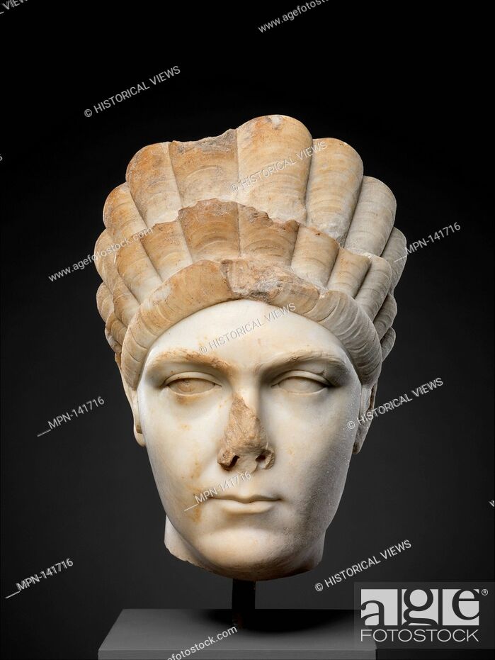 Stock Photo: Marble portrait of Marciana, sister of the emperor Trajan. Period: Hadrianic; Date: ca. A.D. 130-138; Culture: Roman; Medium: Marble; Dimensions: H.