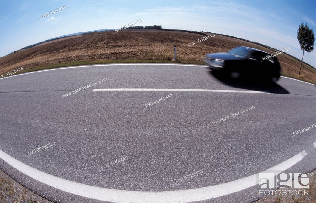 Stock Photo: road with white street marks, Austria, Lower Austria, Weinviertel.