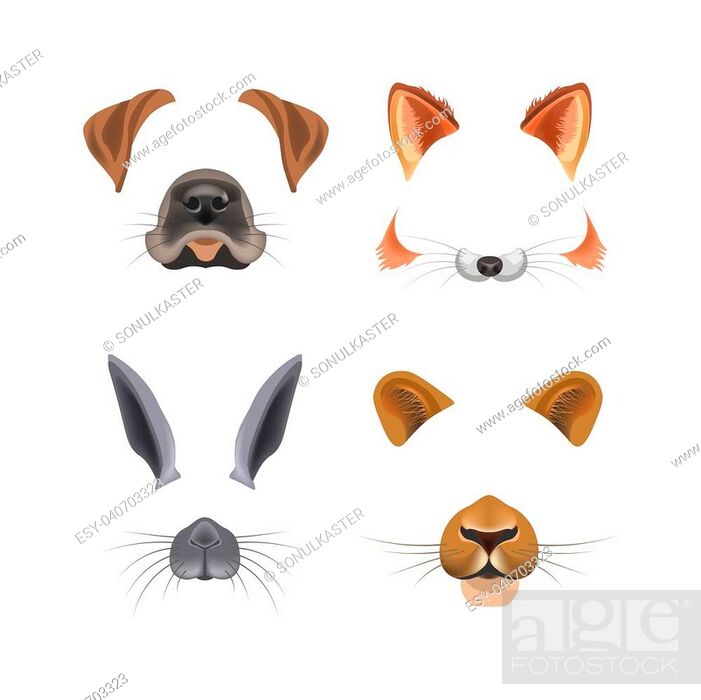 Animal face video chat animated effect or selfie photo filter templates for  smartphone camera..., Stock Vector, Vector And Low Budget Royalty Free  Image. Pic. ESY-040703323 | agefotostock