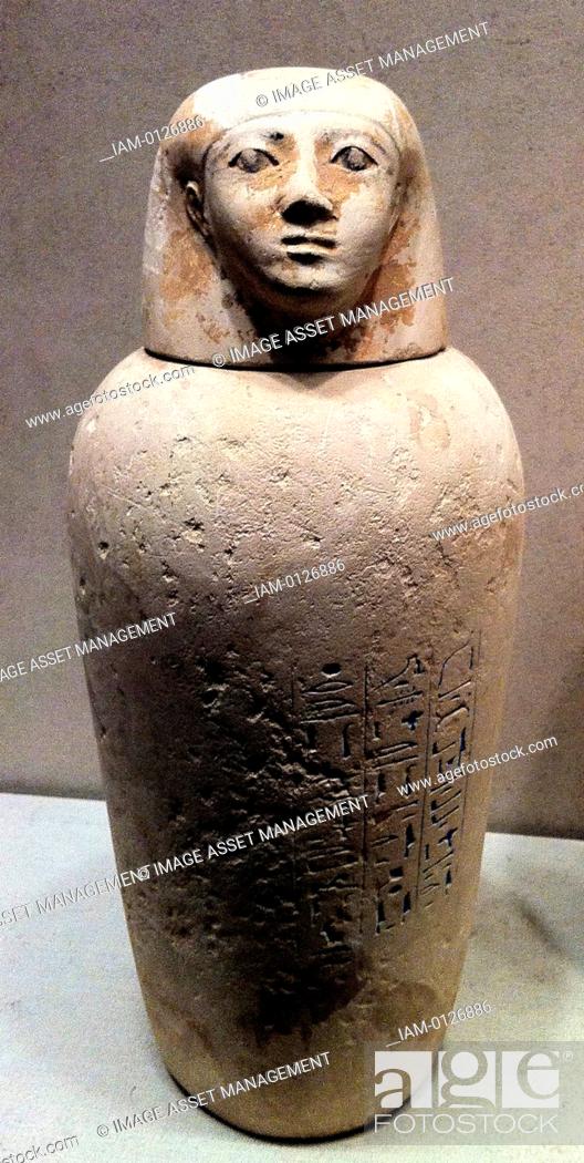 Stock Photo: Canopic Jar of Maruta, 18th Dynasty, New Kingdom. Reign of Thutmose III ca. 1479–1425 B.C. Egypt, Upper Egypt; Thebes, Wadi Gabbanat el-Qurud.