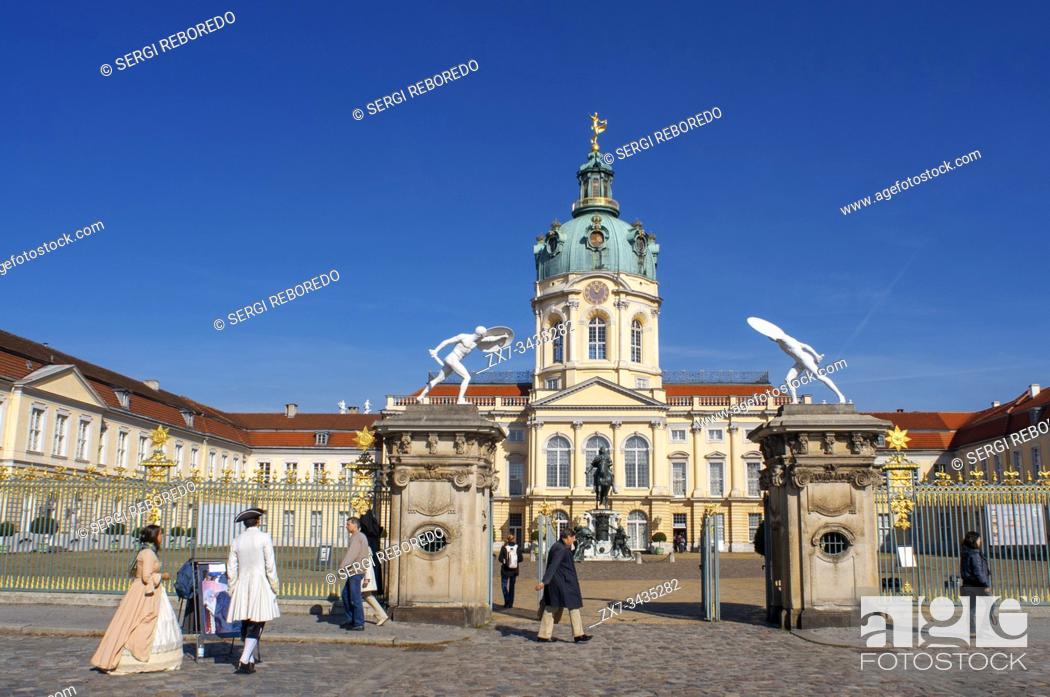 Stock Photo: Charlottenburg Palace and its park Schlossgarten rebuilt after Second World War in Berlin Germany.