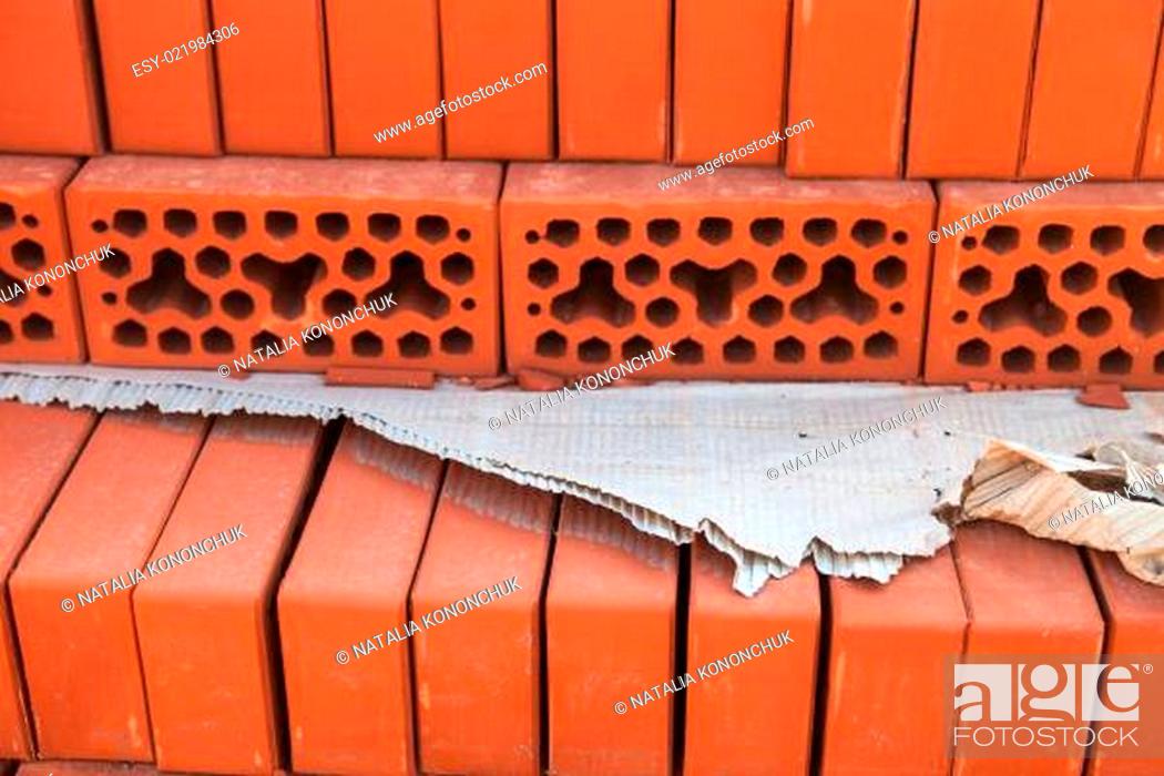Stock Photo: Stack of silicate bricks. Closeup.