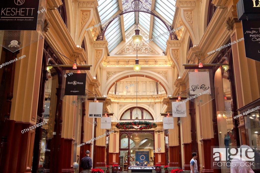 Stock Photo: The Block Arcade, a decent and iconic retail precinct at downtown Melbourne since 1892, city centre of Melbourne, Victoria, Australia.