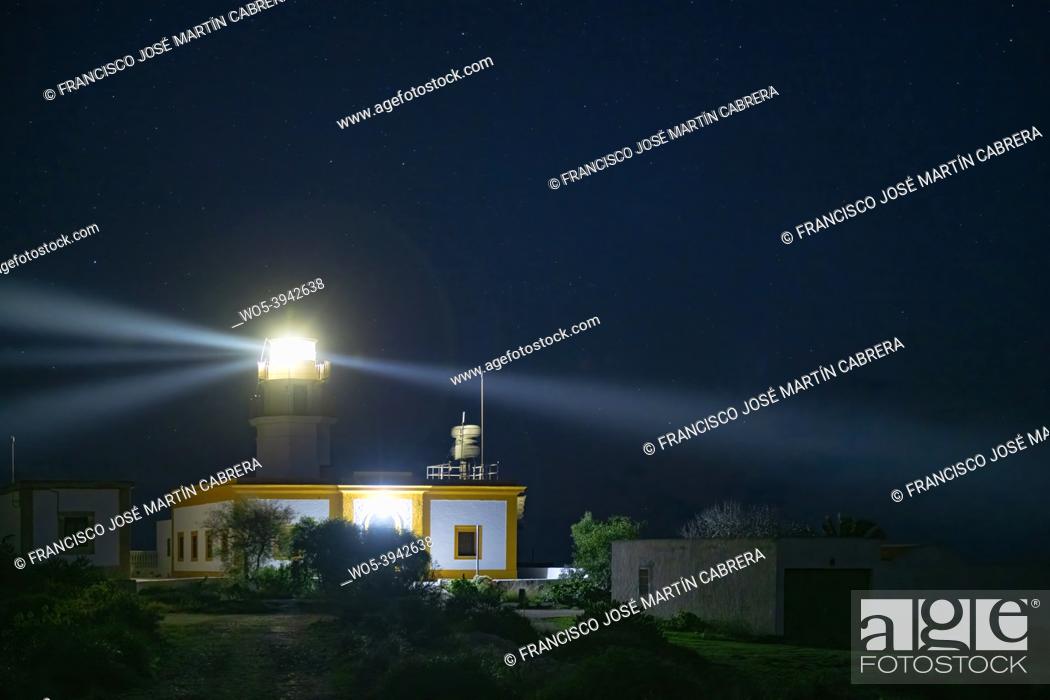 Stock Photo: Spectacular image of Mesa Roldan lighthouse in Almeria, Spain.
