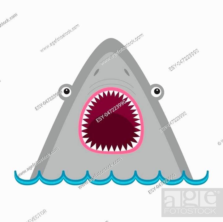 Shark head face with big open mouth and sharp teeth. Cute cartoon animal  character, Stock Vector, Vector And Low Budget Royalty Free Image. Pic.  ESY-047223990 | agefotostock