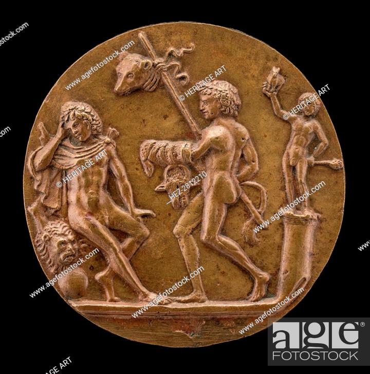 Stock Photo: Hercules (?) with Bacchic Figures, second half 15th century. Creator: Master IO.FF.