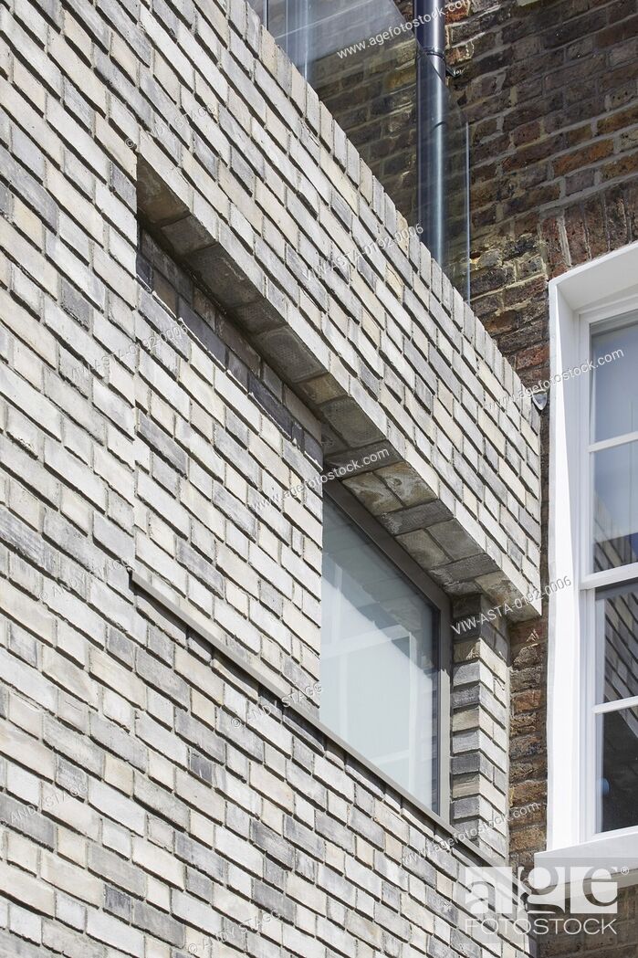 Stock Photo: Brick detail with window. Queens House, London, United Kingdom. Architect: Paul Archer Design - Architects & Design, 2021.