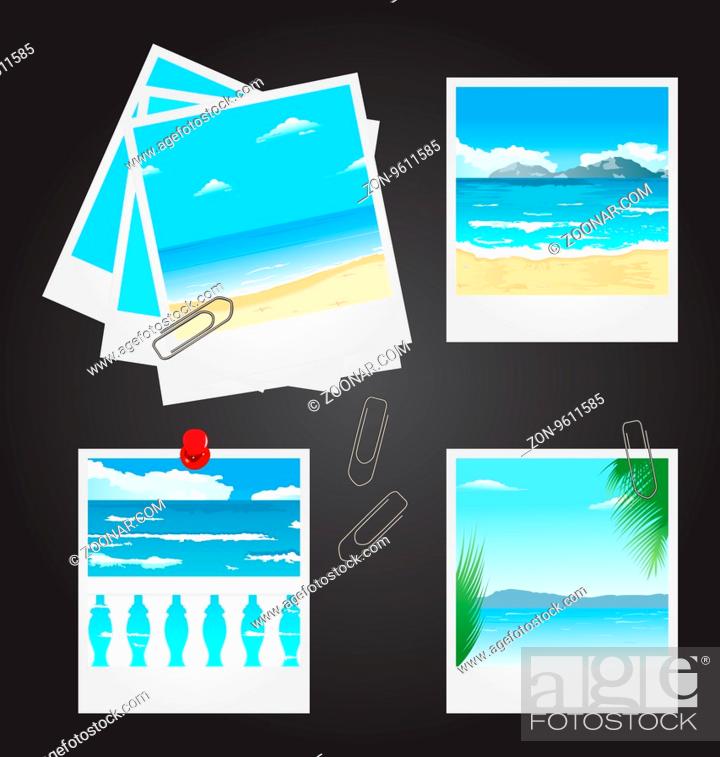Stock Photo: Illustration set photo frames with beaches -.