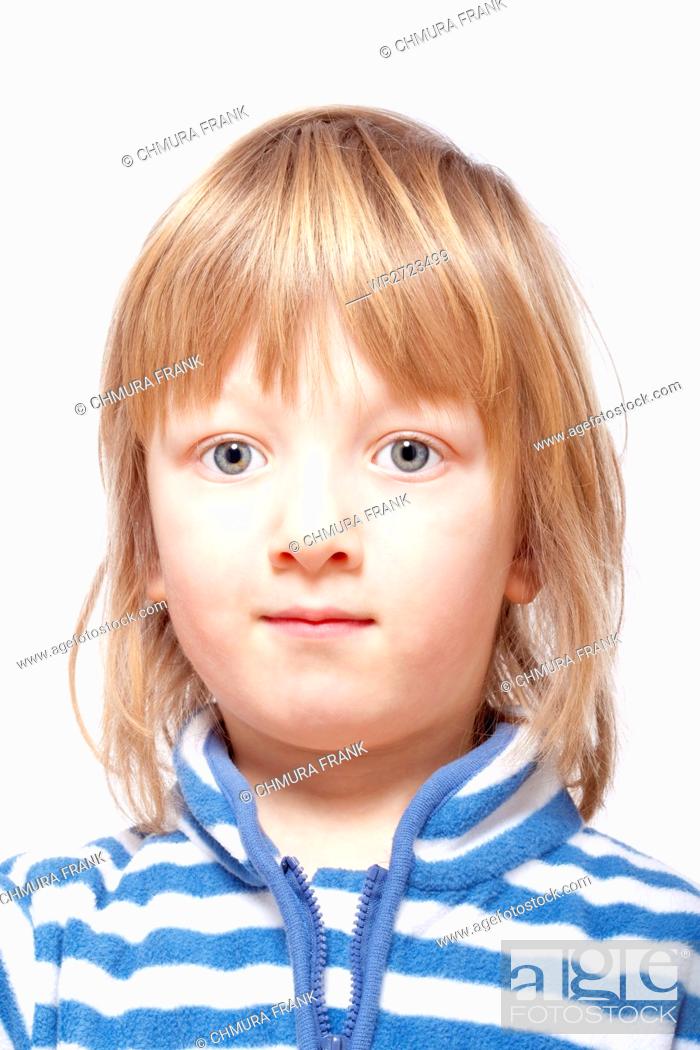 studio portrait of a boy with long blond hair - isolated on white, Stock  Photo, Picture And Royalty Free Image. Pic. WR2723499 | agefotostock
