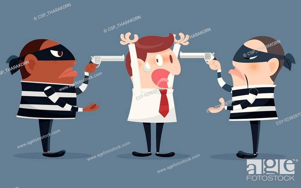 Cartoon illustration of a robber holding a gun, Stock Vector, Vector And  Low Budget Royalty Free Image. Pic. ESY-023828706 | agefotostock